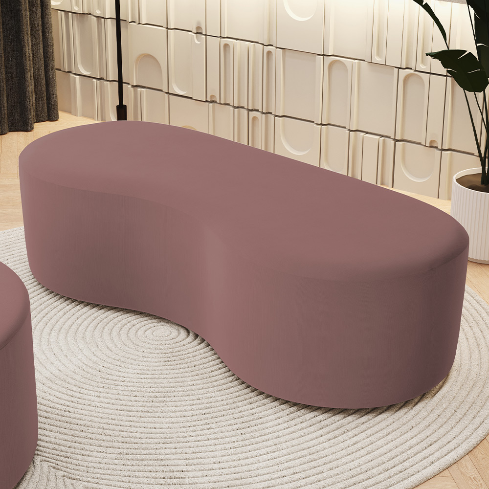 Puff Decorativo Orgânico para Living Quarto 140cm Orbit W01 Suede Rosê - Lyam Decor
