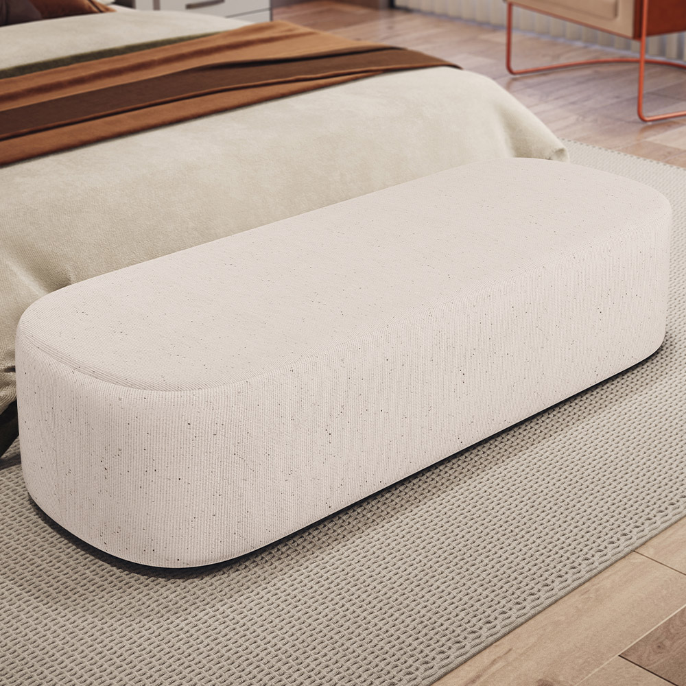 Puff Decorativo Orgânico para Living Quarto 160cm Doha W01 Linho Cru - Lyam Decor