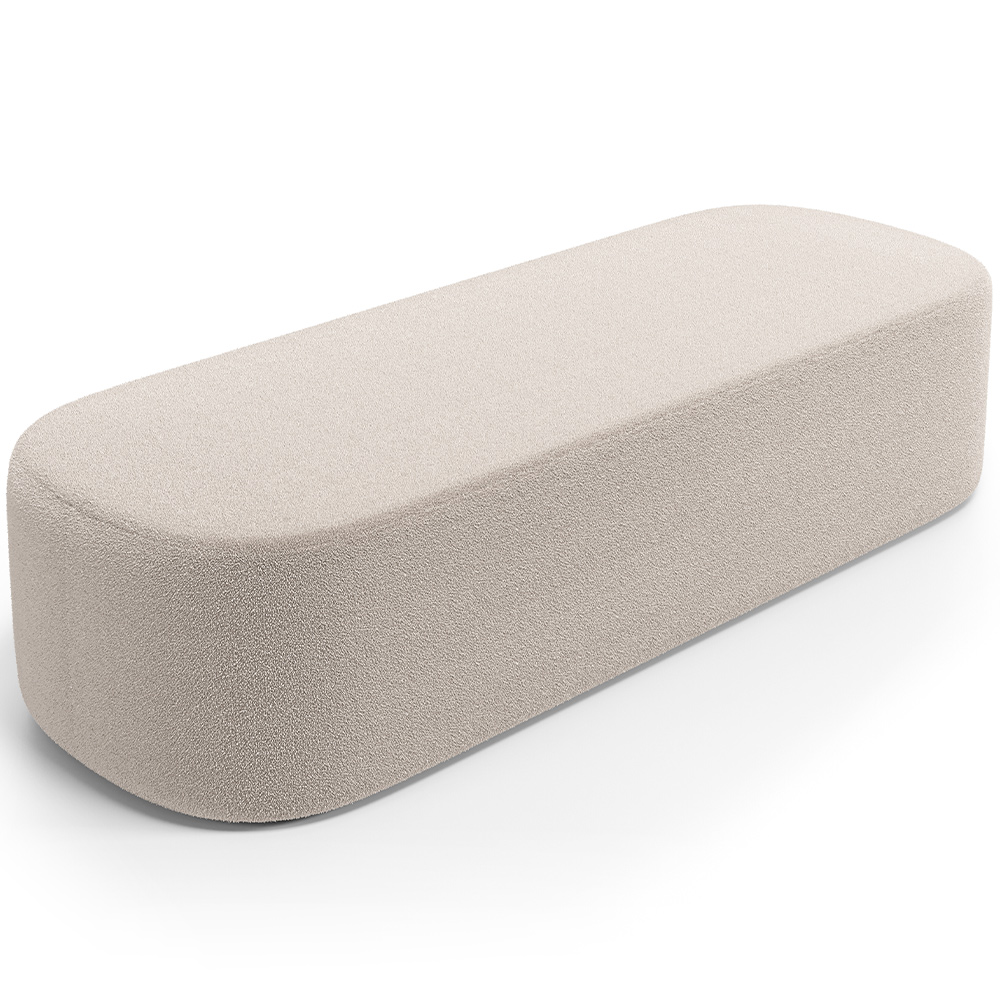 Puff Decorativo Orgânico para Living Quarto 195cm Doha W01 Bouclê Creme - Lyam Decor
