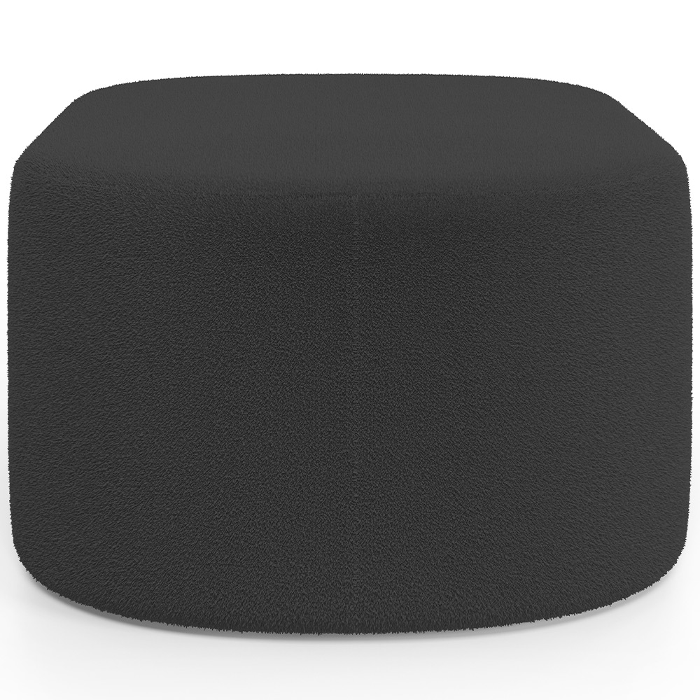 Puff Decorativo Orgânico para Living Quarto 70cm Doha W01 Bouclê Preto - Lyam Decor
