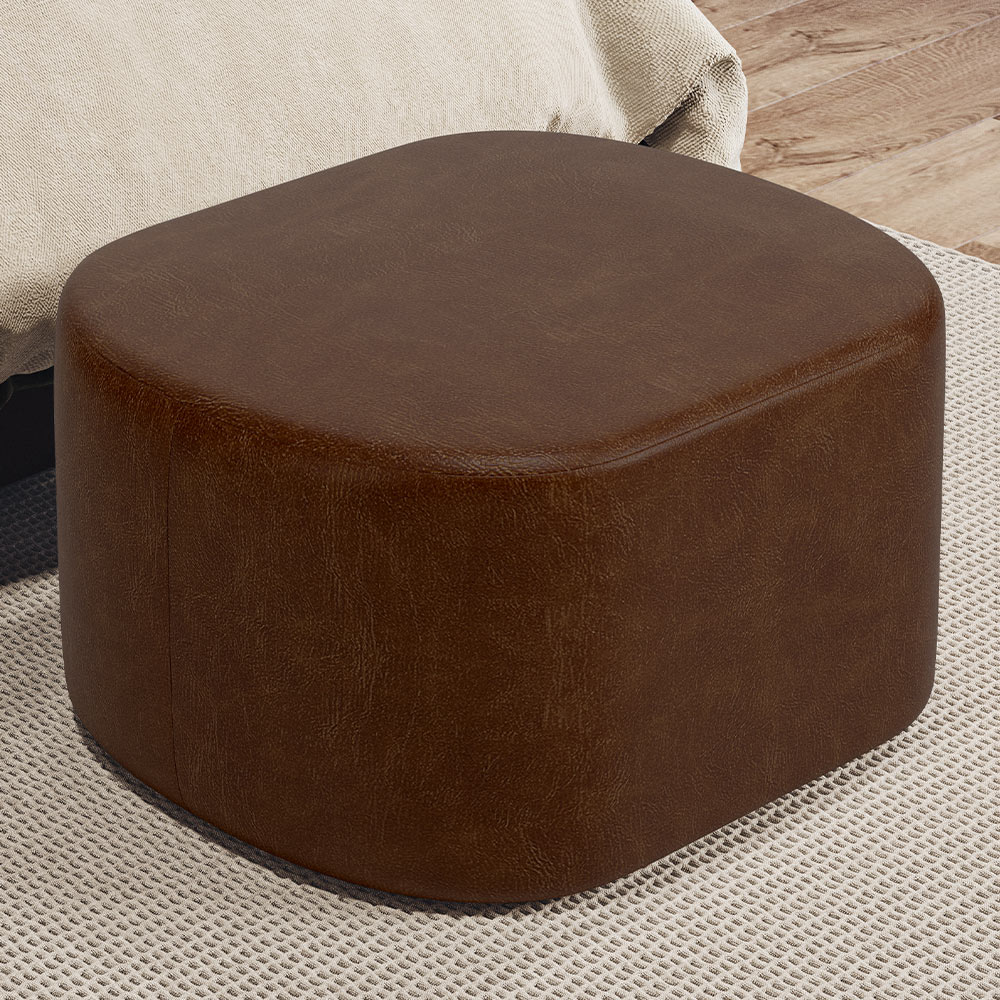 Puff Decorativo Orgânico para Living Quarto 70cm Doha W01 Couríssimo Marrom - Lyam Decor