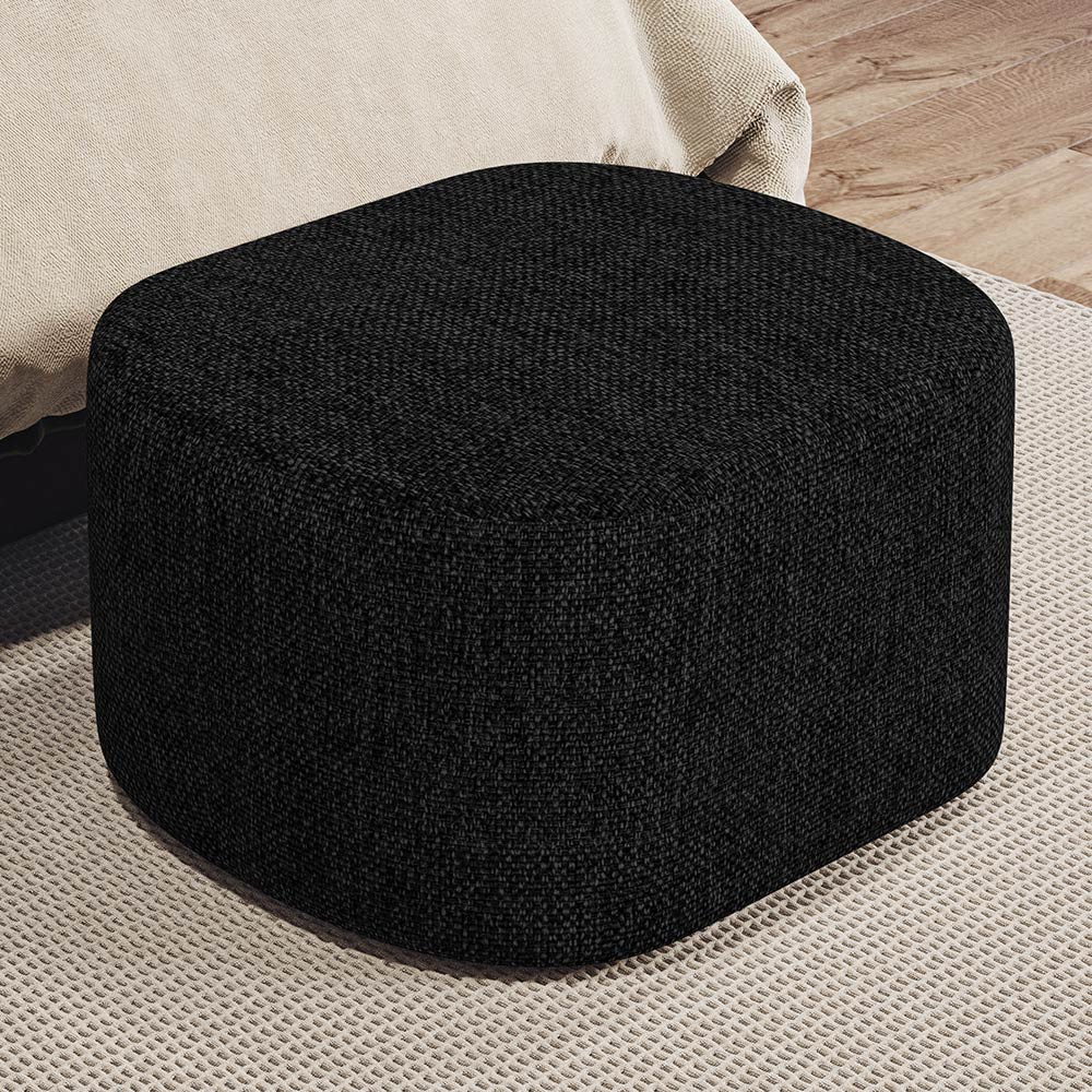 Puff Decorativo Orgânico para Living Quarto 70cm Doha W01 Linho Chumbo - Lyam Decor