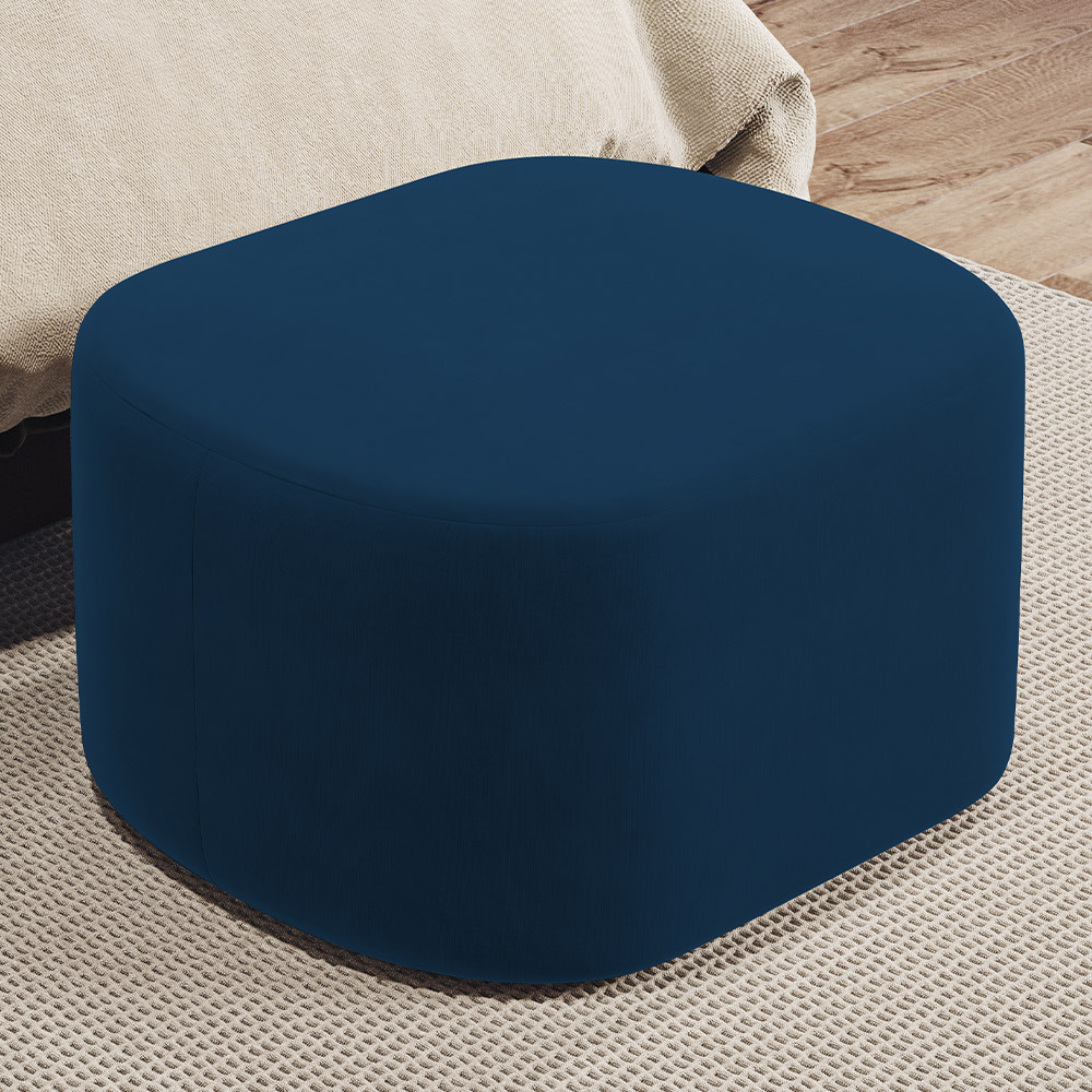 Puff Decorativo Orgânico para Living Quarto 70cm Doha W01 Suede Azul Marinho - Lyam Decor