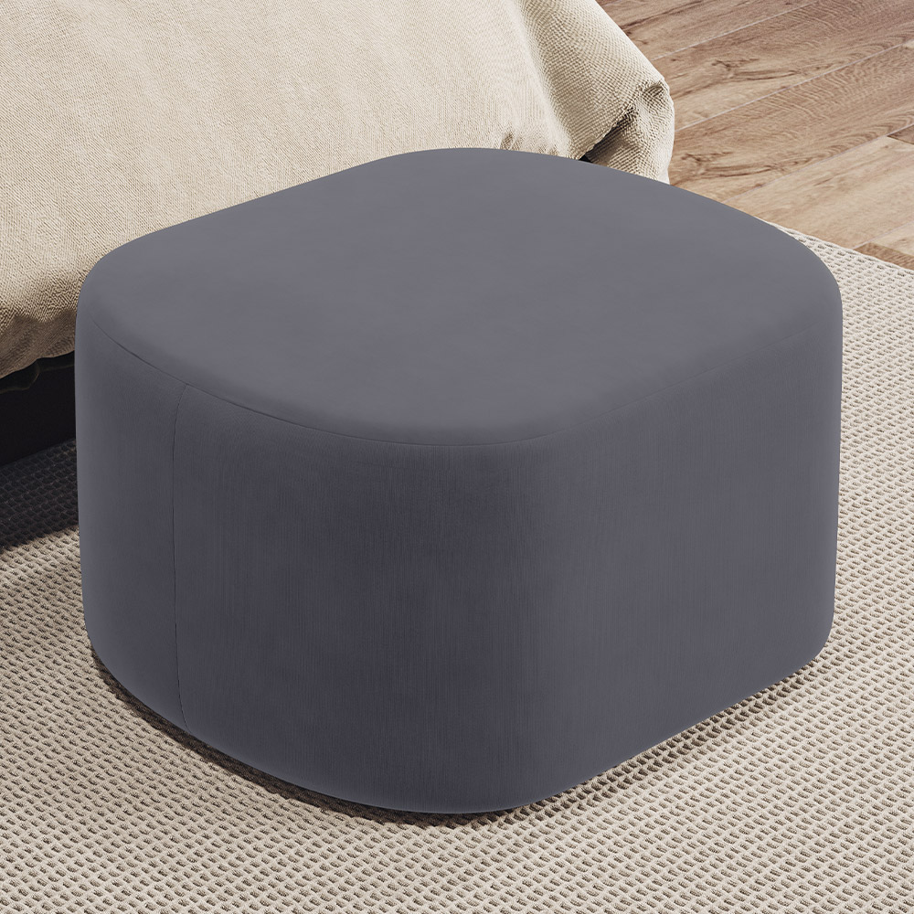 Puff Decorativo Orgânico para Living Quarto 70cm Doha W01 Suede Cinza - Lyam Decor