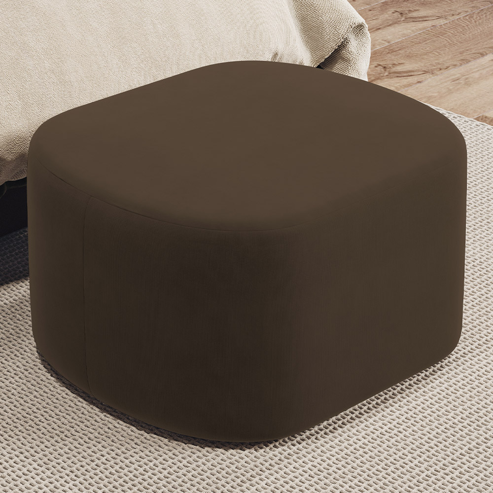Puff Decorativo Orgânico para Living Quarto 70cm Doha W01 Suede Marrom - Lyam Decor