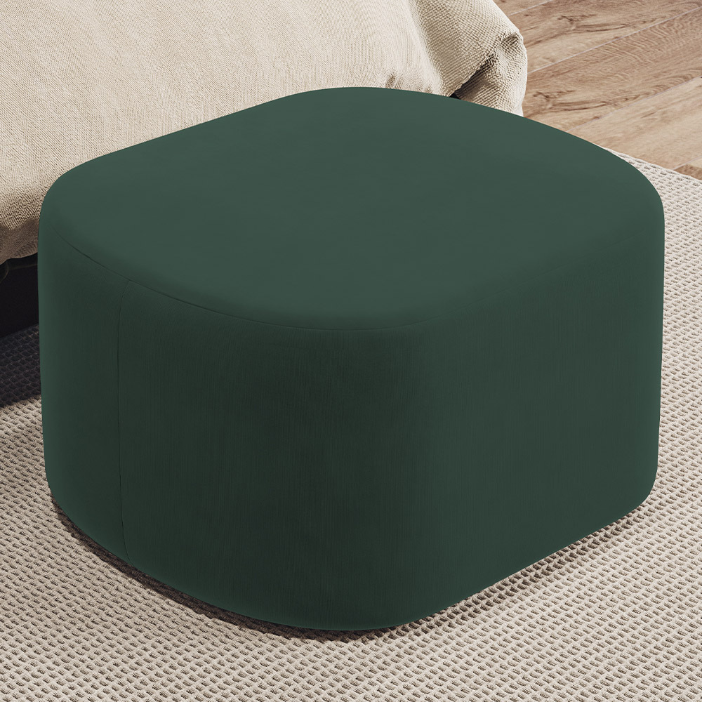 Puff Decorativo Orgânico para Living Quarto 70cm Doha W01 Suede Verde Musgo - Lyam Decor