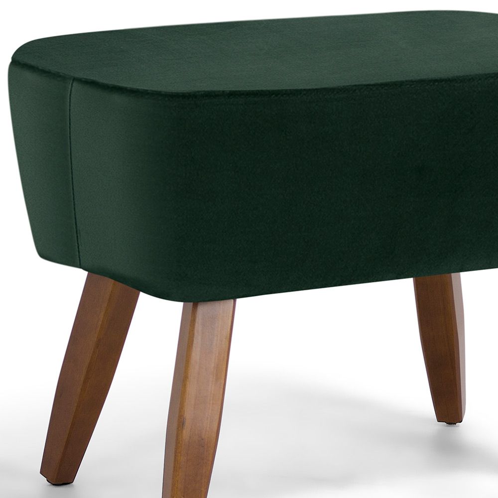 Puff Decorativo Pés de Madeira Fixo Juliet D02 Veludo Verde C-303 - Lyam Decor