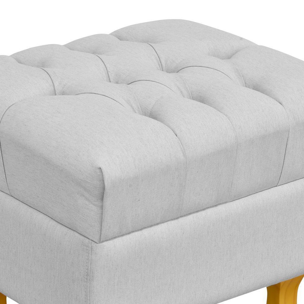 Puff Decorativo París Luis Xv L02 Capitone Linho Cinza - Lyam Decor