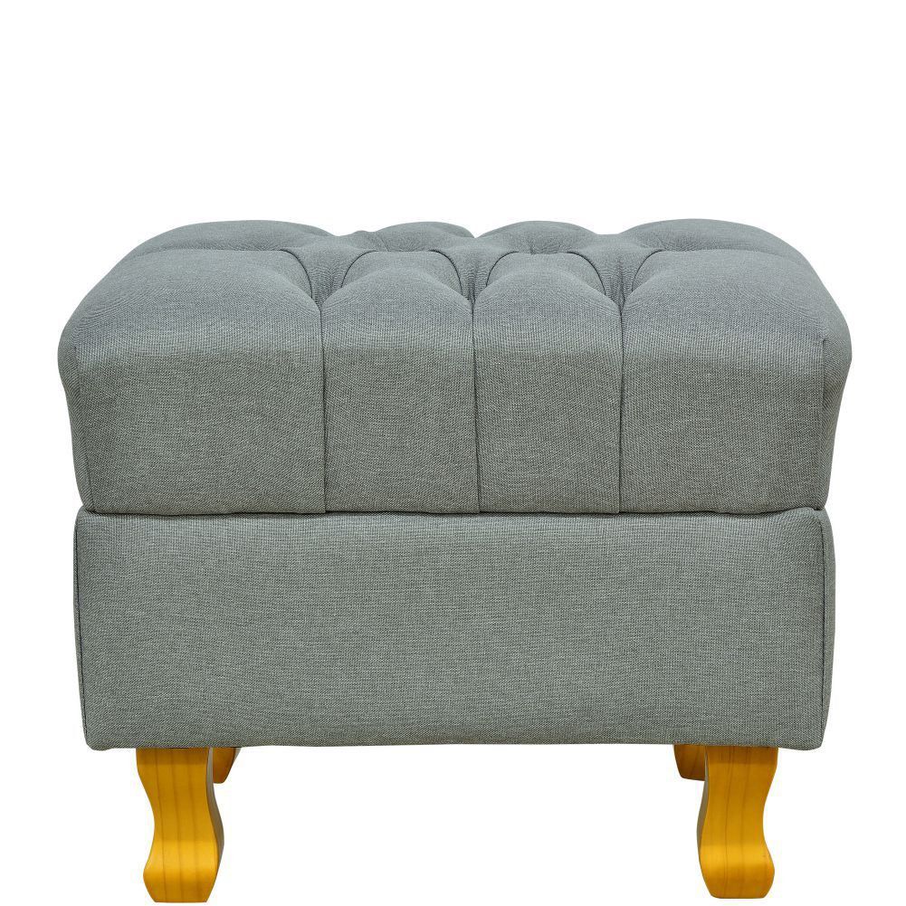 Puff Decorativo París Luis Xv L02 Capitone Linho Cinza Escuro - Lyam Decor