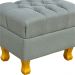 Puff Decorativo París Luis Xv L02 Capitone Linho Cinza Escuro - Lyam Decor