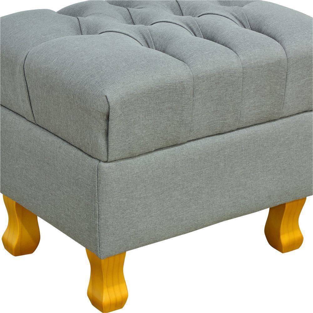Puff Decorativo París Luis Xv L02 Capitone Linho Cinza Escuro - Lyam Decor