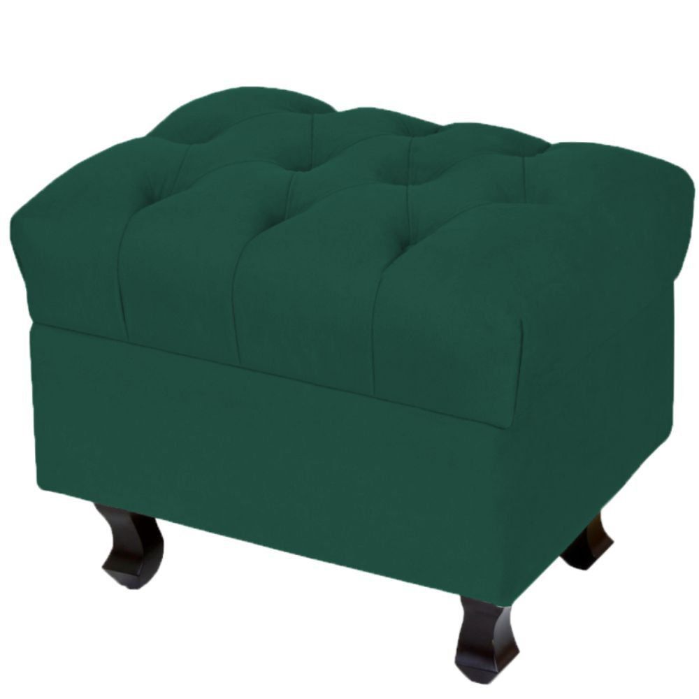 Puff Decorativo París Luis Xv L02 Capitone Suede Verde Musgo - Lyam Decor