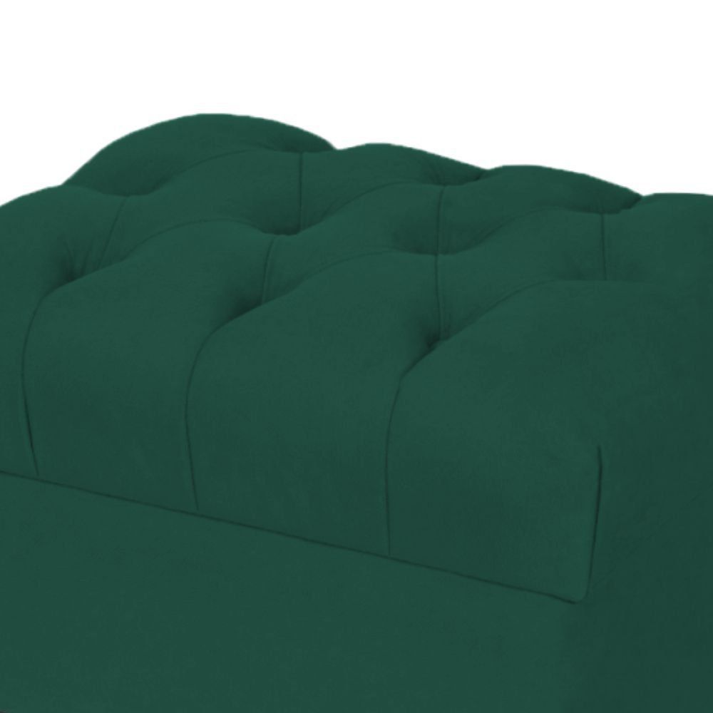 Puff Decorativo París Luis Xv L02 Capitone Suede Verde Musgo - Lyam Decor