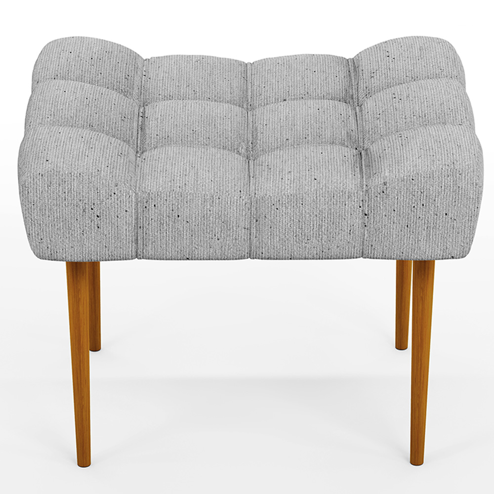 Puff Decorativo Para Sala De Estar Requinte L02 Linho Cinza - Lyam Decor