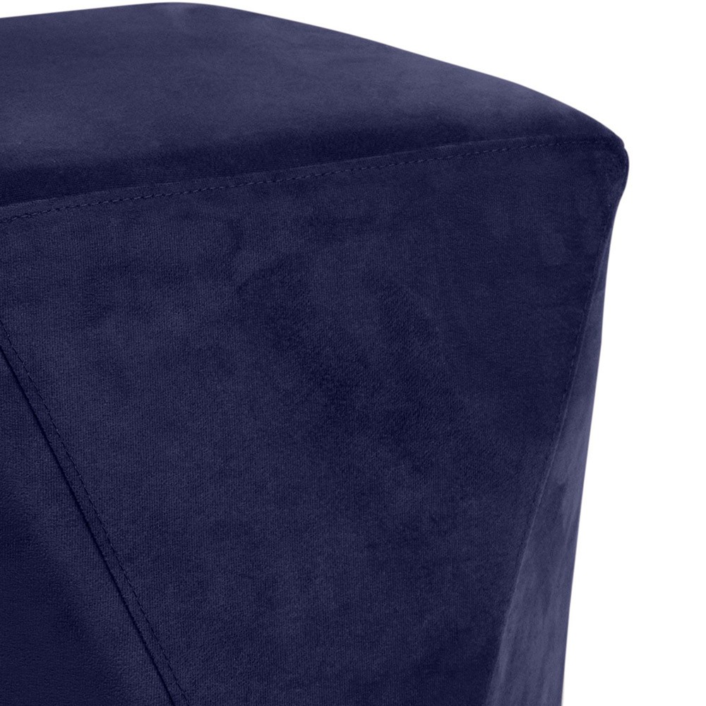 Puff Decorativo Para Sala de Estar Ametista D02 Veludo Azul Marinho C-287 - Lyam Decor
