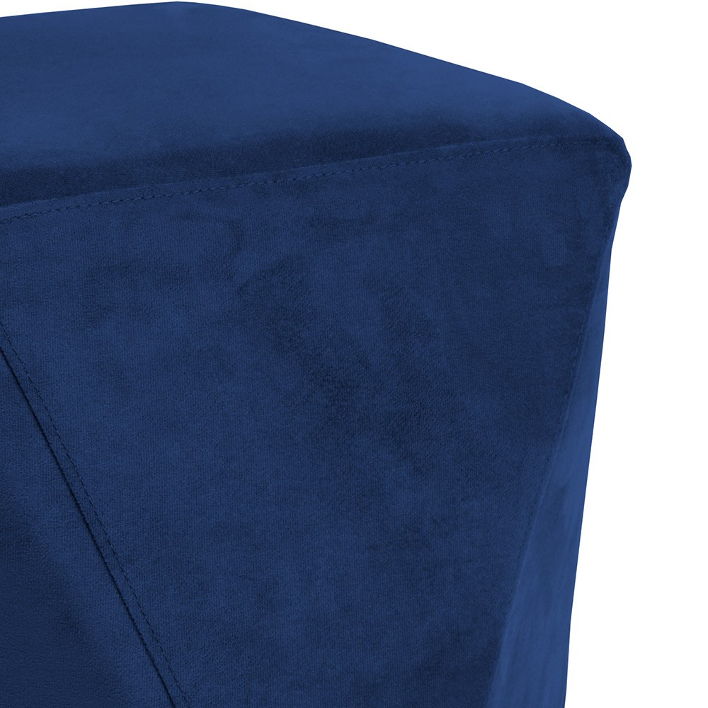 Puff Decorativo Para Sala de Estar Ametista D02 Veludo Azul Oxford C-304 - Lyam Decor