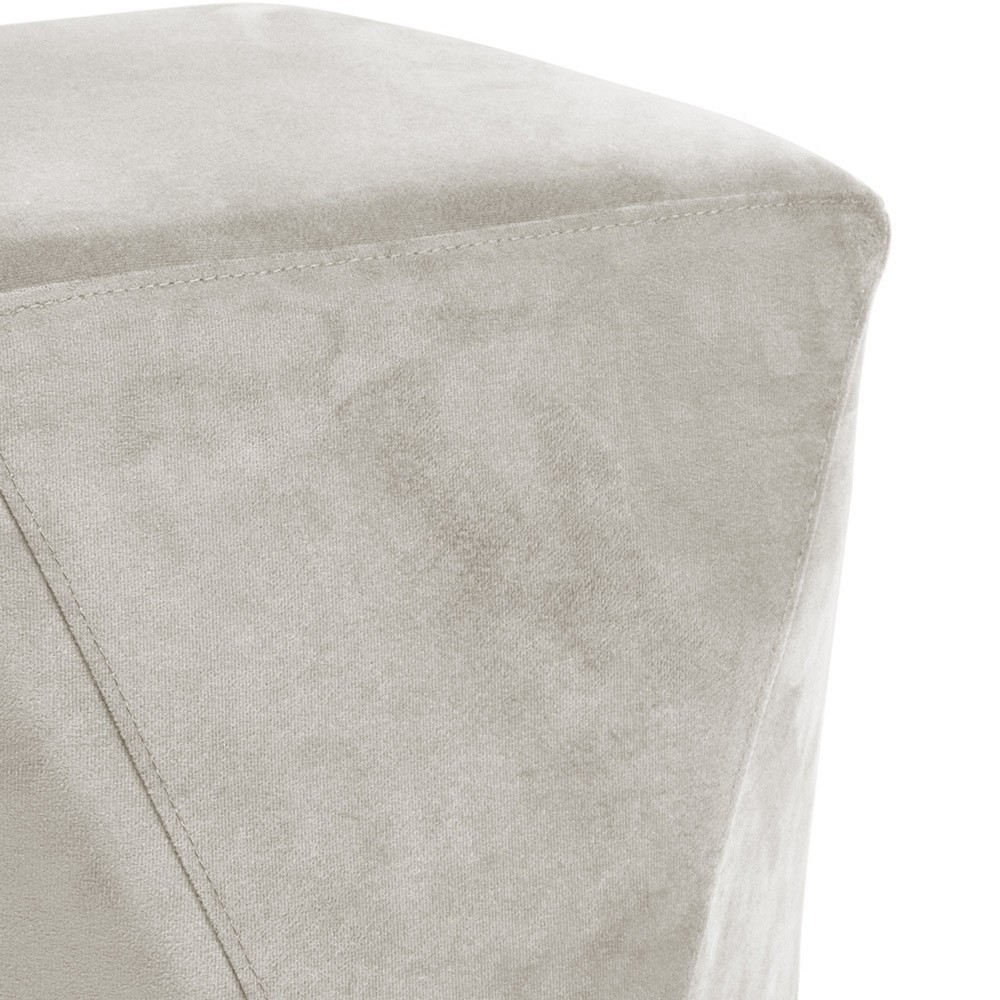 Puff Decorativo Para Sala de Estar Ametista D02 Veludo Bege C-309 - Lyam Decor