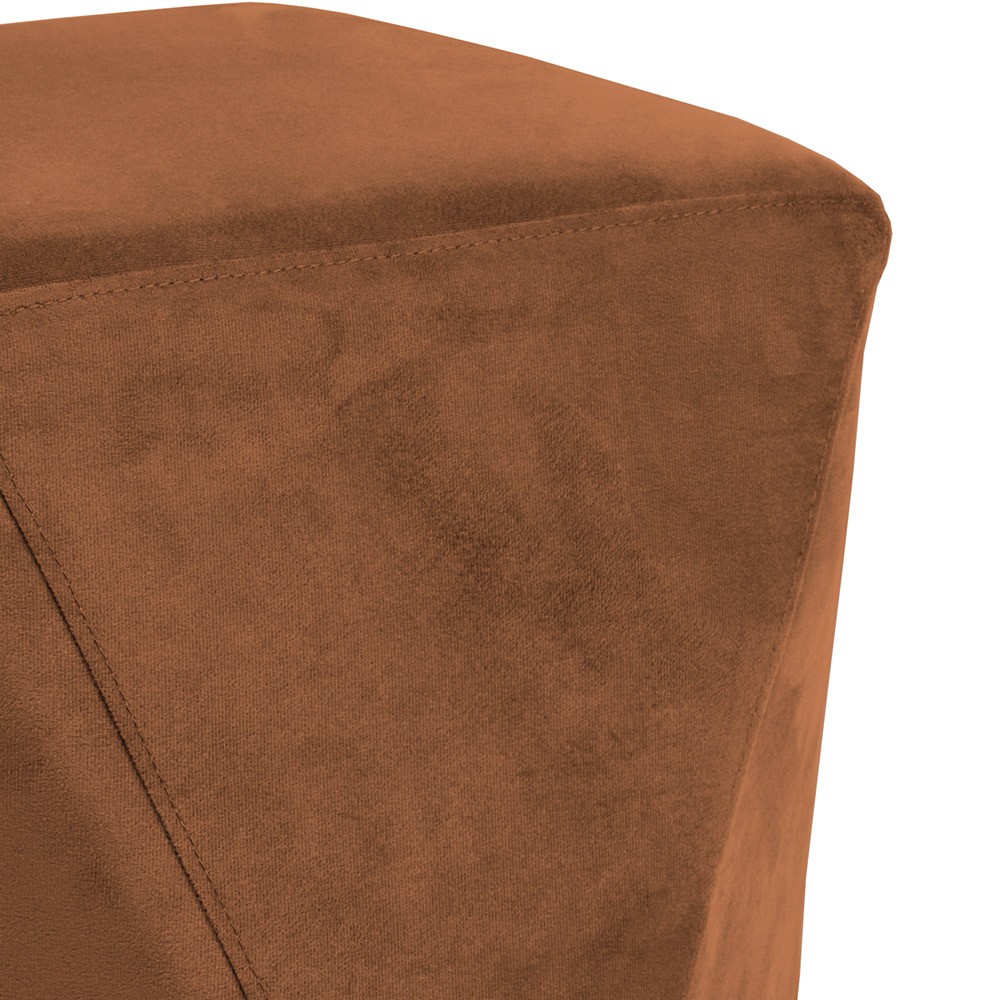 Puff Decorativo Para Sala de Estar Ametista D02 Veludo Telha C-262 - Lyam Decor