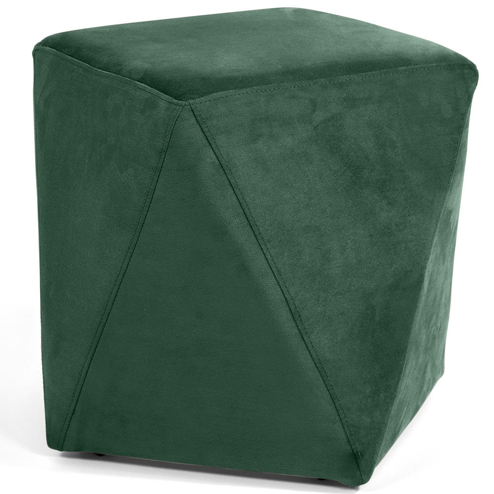 Puff Decorativo Para Sala de Estar Ametista D02 Veludo Verde Musgo C-303 - Lyam Decor