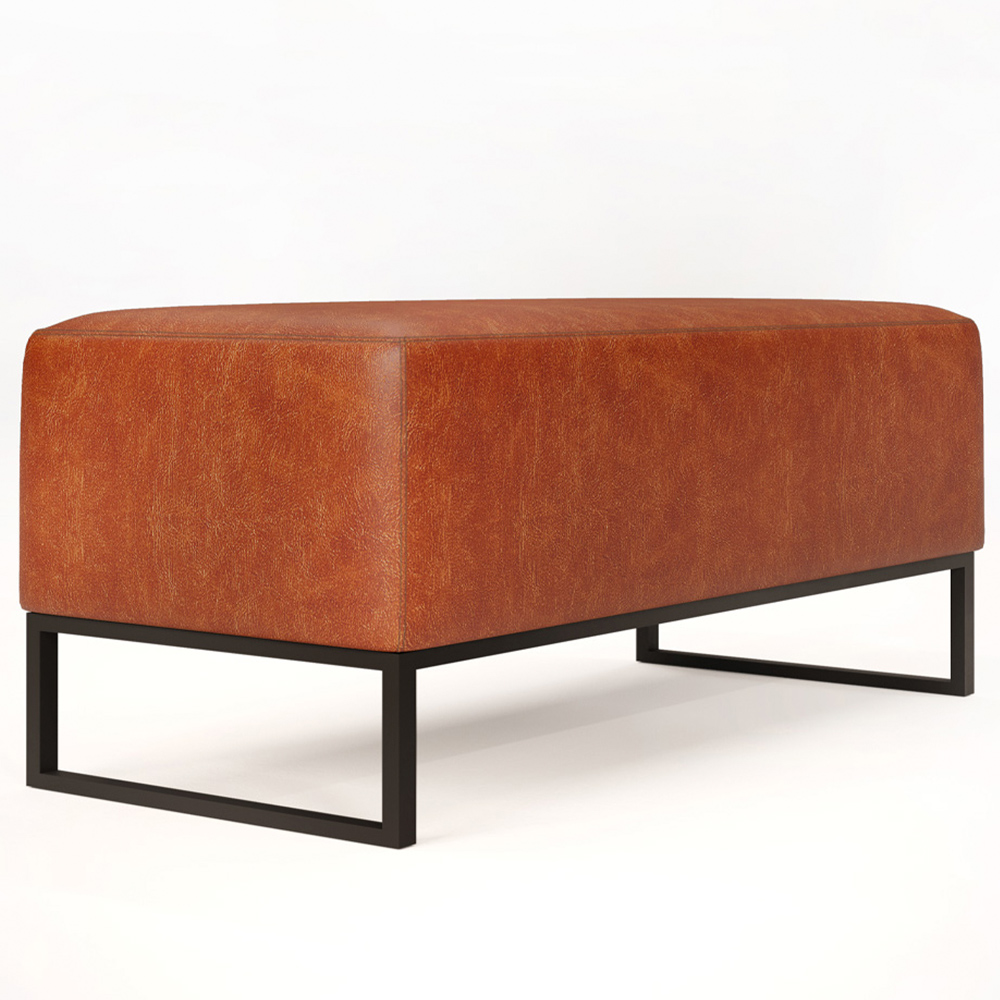Puff Decorativo Para Sala de Estar Cléo W01 Base de Ferro 90 cm Couríssimo Camel - Lyam Decor