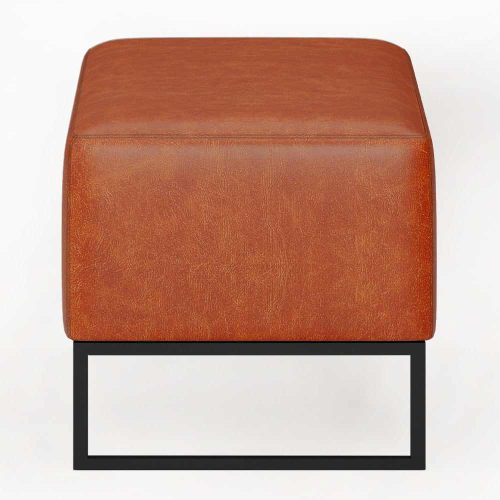 Puff Decorativo Para Sala de Estar Cléo W01 Base de Ferro 90 cm Couríssimo Camel - Lyam Decor