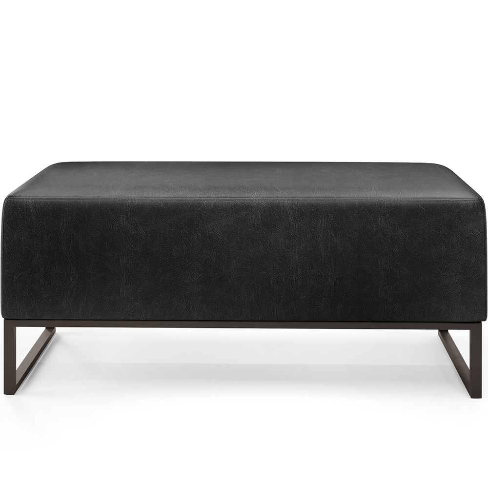 Puff Decorativo Para Sala de Estar Cléo W01 Base de Ferro 90 cm Couríssimo Preto Brilho - Lyam Decor