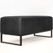 Puff Decorativo Para Sala de Estar Cléo W01 Base de Ferro 90 cm Couríssimo Preto Brilho - Lyam Decor