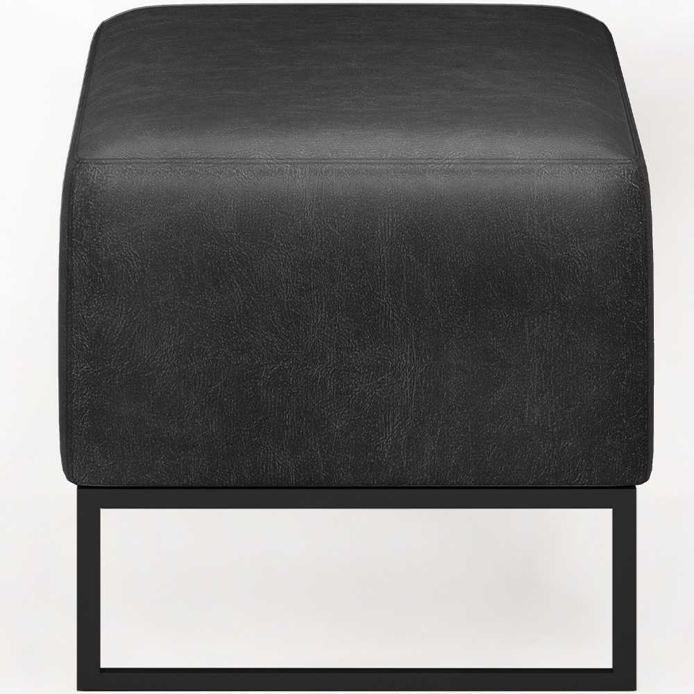 Puff Decorativo Para Sala de Estar Cléo W01 Base de Ferro 90 cm Couríssimo Preto Brilho - Lyam Decor