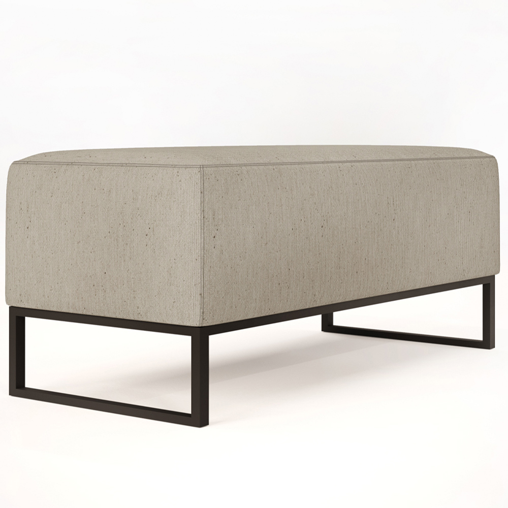 Puff Decorativo Para Sala de Estar Cléo W01 Base de Ferro 90 cm Linho Bege - Lyam Decor