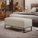 Puff Decorativo Para Sala de Estar Cléo W01 Base de Ferro 90 cm Linho Bege - Lyam Decor