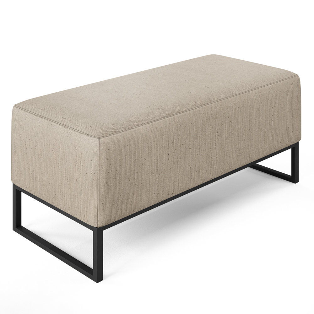 Puff Decorativo Para Sala de Estar Cléo W01 Base de Ferro 90 cm Linho Bege - Lyam Decor