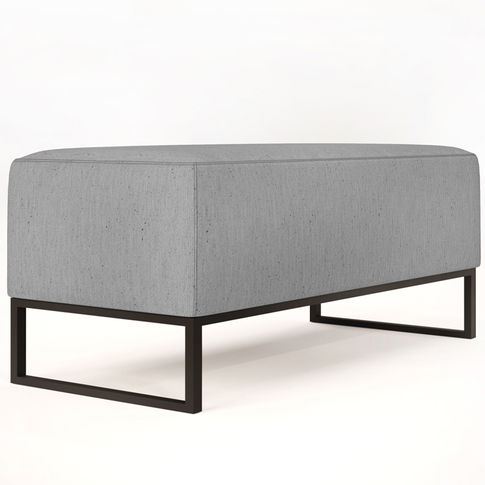 Puff Decorativo Para Sala de Estar Cléo W01 Base de Ferro 90 cm Linho Cinza - Lyam Decor