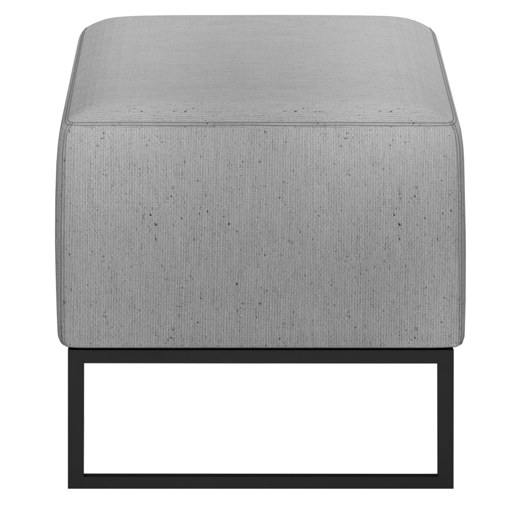 Puff Decorativo Para Sala de Estar Cléo W01 Base de Ferro 90 cm Linho Cinza - Lyam Decor