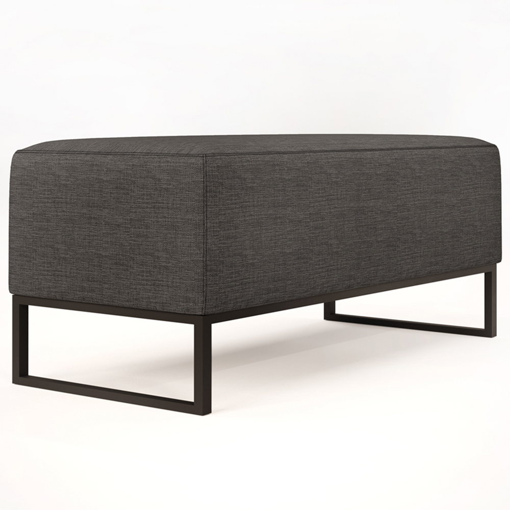 Puff Decorativo Para Sala de Estar Cléo W01 Base de Ferro 90 cm Linho Cinza Escuro - Lyam Decor