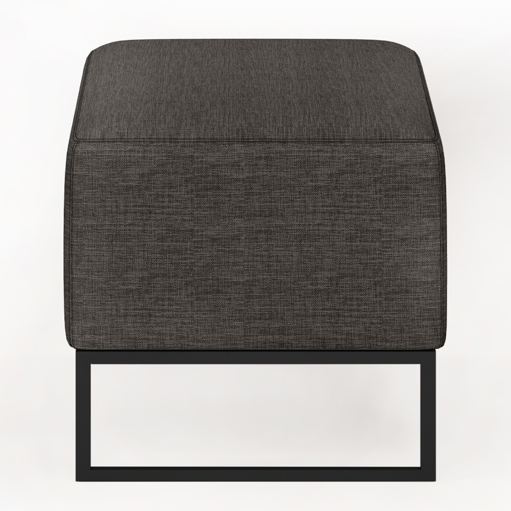 Puff Decorativo Para Sala de Estar Cléo W01 Base de Ferro 90 cm Linho Cinza Escuro - Lyam Decor