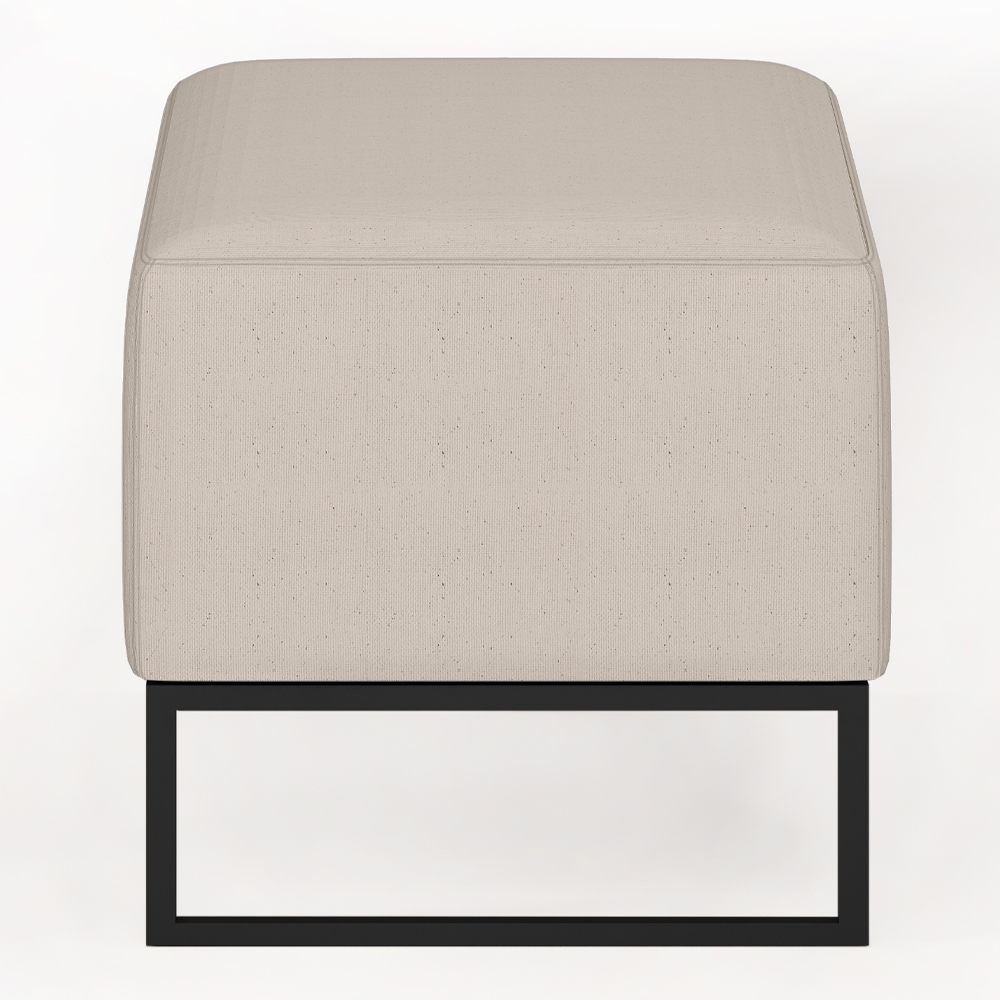 Puff Decorativo Para Sala de Estar Cléo W01 Base de Ferro 90 cm Linho Cru - Lyam Decor