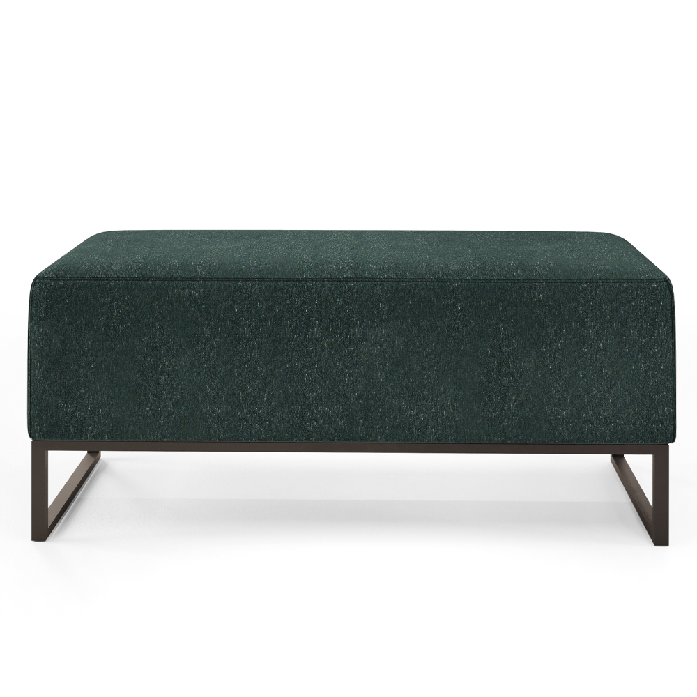 Puff Decorativo Para Sala de Estar Cléo W01 Base de Ferro 90 cm Linho Verde Musgo - Lyam Decor