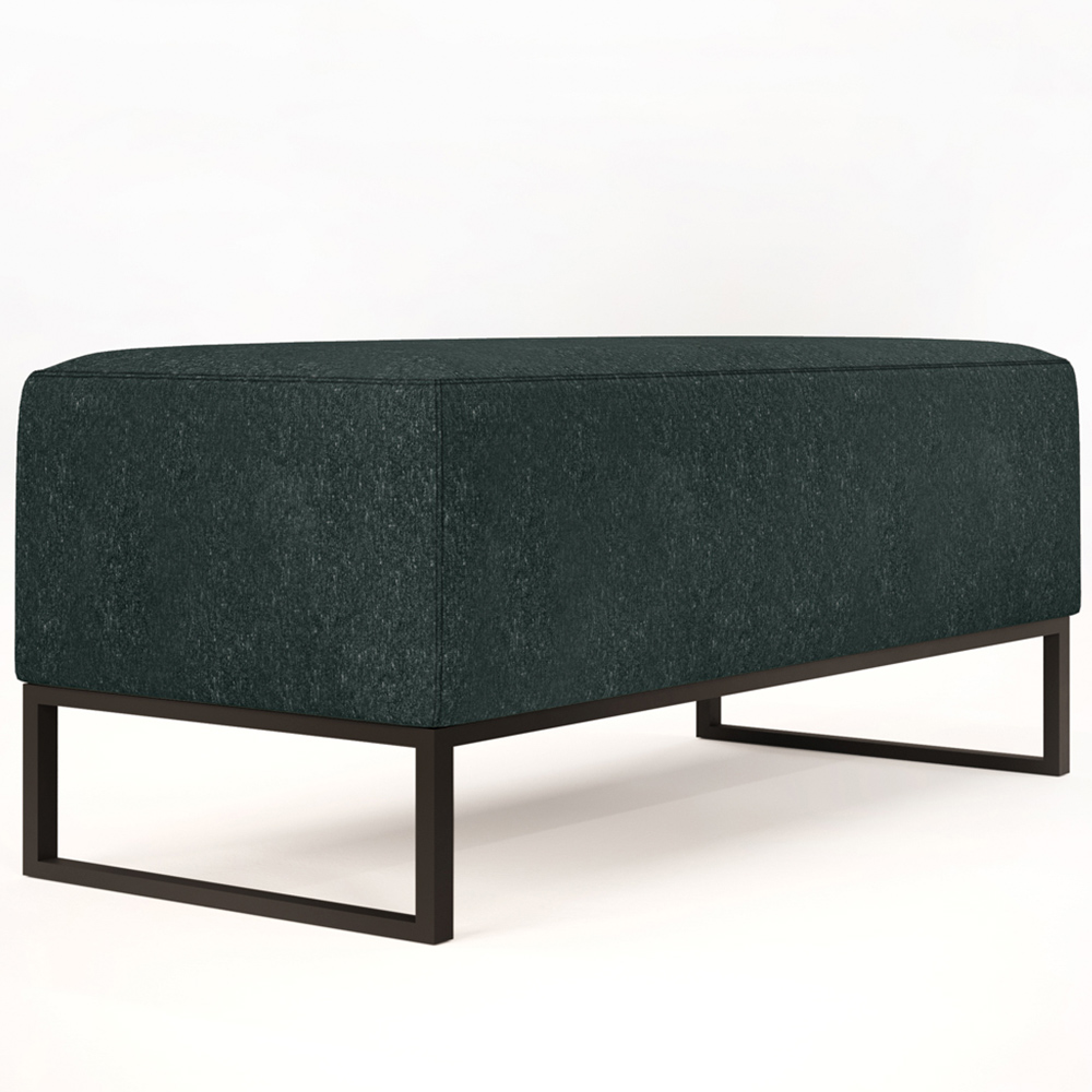 Puff Decorativo Para Sala de Estar Cléo W01 Base de Ferro 90 cm Linho Verde Musgo - Lyam Decor