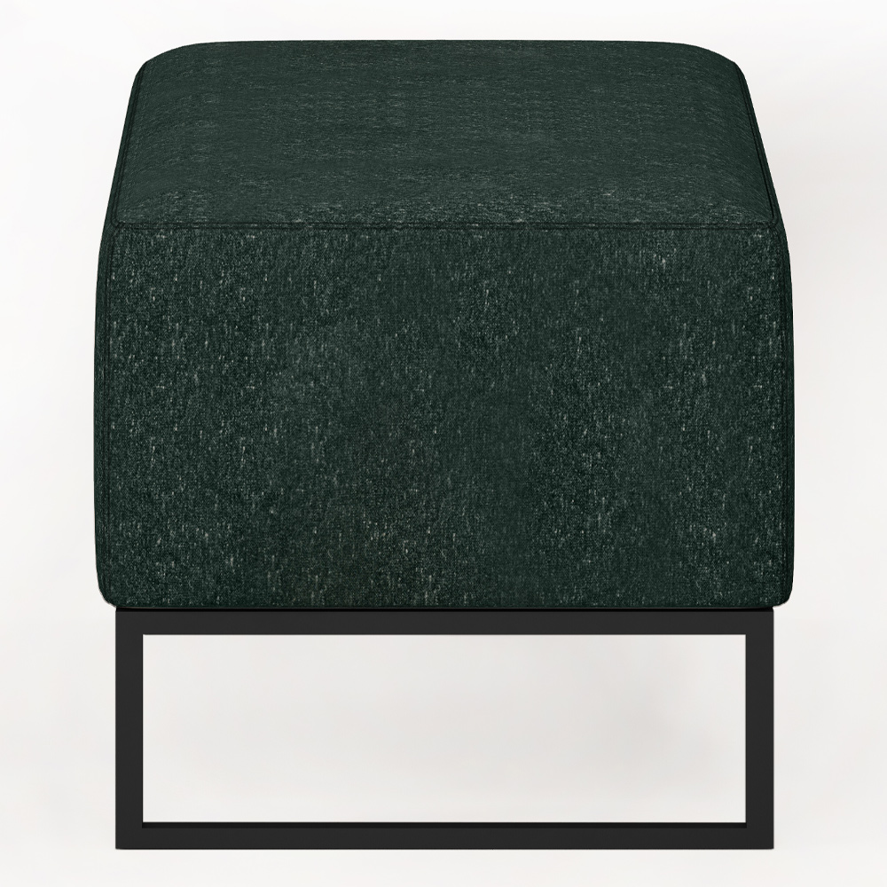 Puff Decorativo Para Sala de Estar Cléo W01 Base de Ferro 90 cm Linho Verde Musgo - Lyam Decor