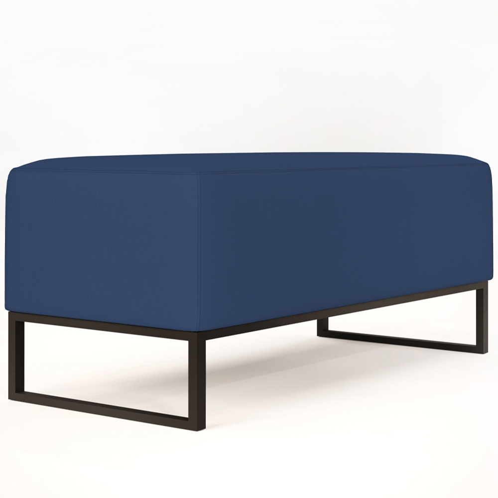 Puff Decorativo Para Sala de Estar Cléo W01 Base de Ferro 90 cm Suede Azul Marinho - Lyam Decor