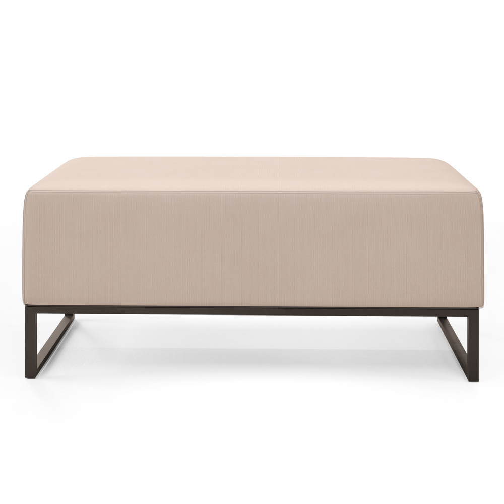 Puff Decorativo Para Sala de Estar Cléo W01 Base de Ferro 90 cm Suede Bege - Lyam Decor