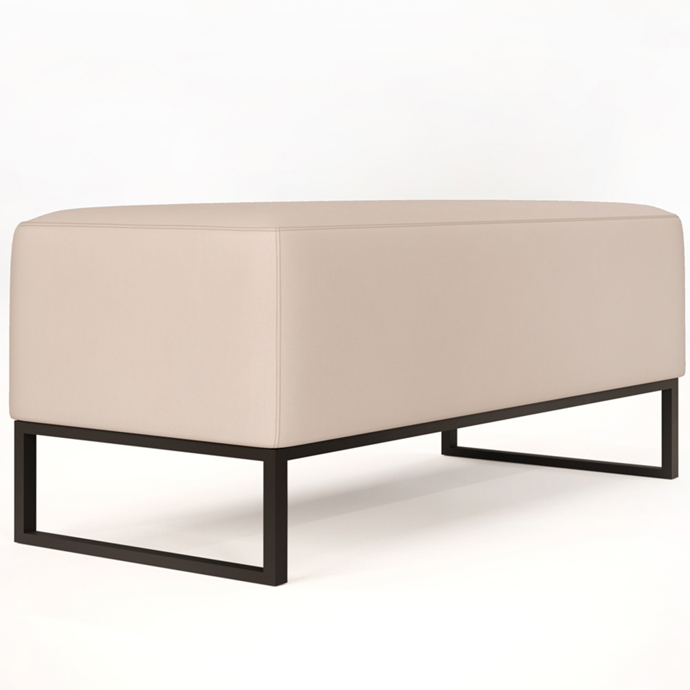 Puff Decorativo Para Sala de Estar Cléo W01 Base de Ferro 90 cm Suede Bege - Lyam Decor