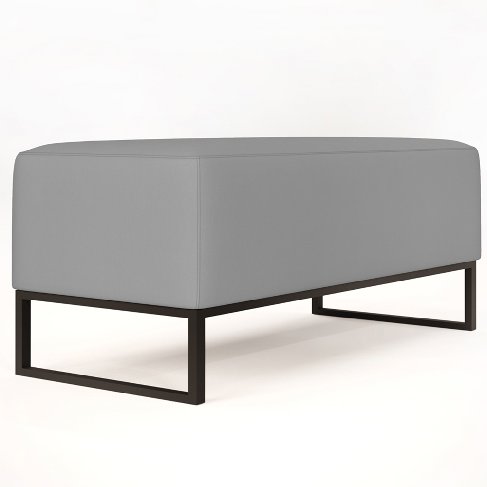 Puff Decorativo Para Sala de Estar Cléo W01 Base de Ferro 90 cm Suede Cinza - Lyam Decor