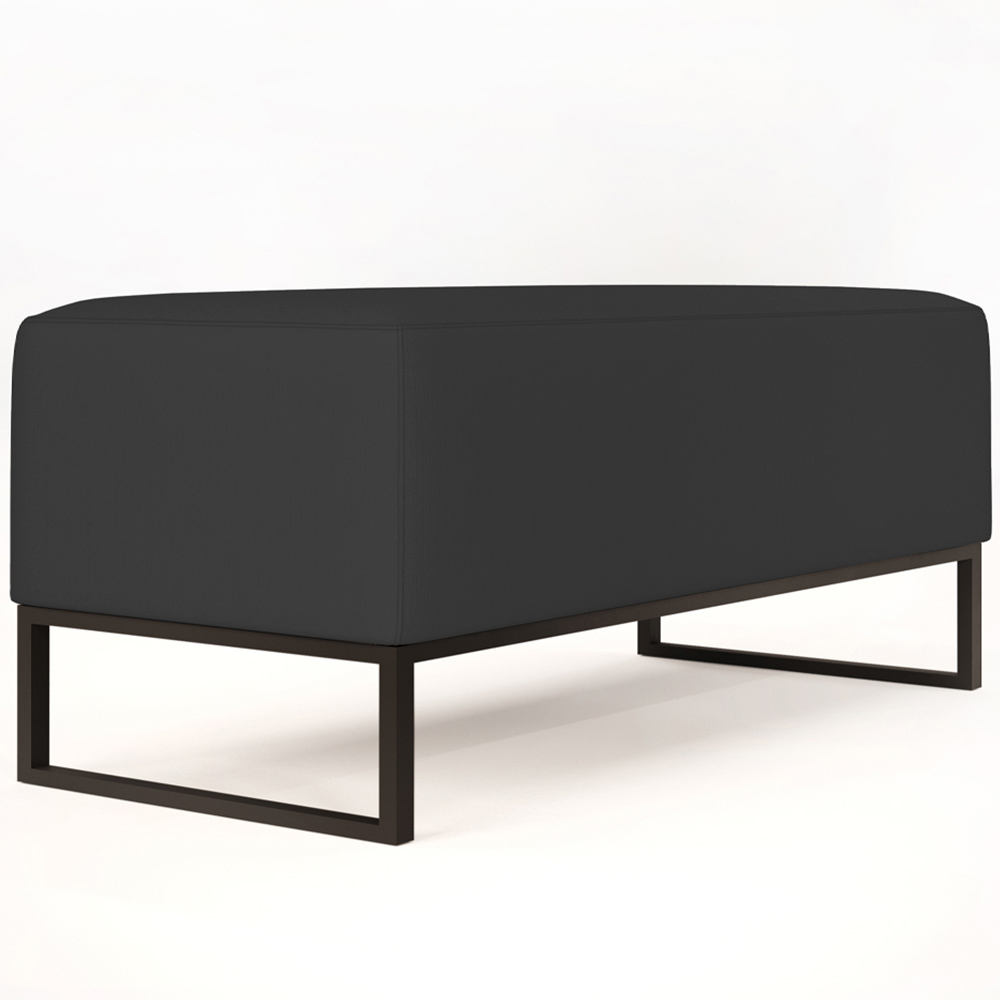 Puff Decorativo Para Sala de Estar Cléo W01 Base de Ferro 90 cm Suede Preto - Lyam Decor