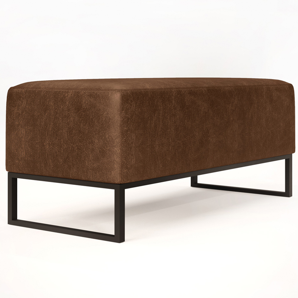 Puff Decorativo Para Sala de Estar Cléo W01 Base de Ferro 90cm Couríssimo Marrom - Lyam Decor