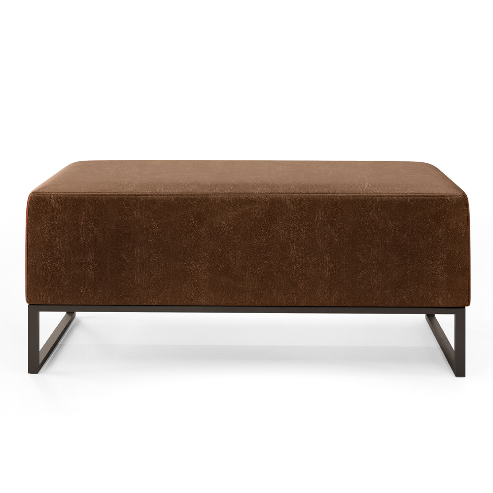 Puff Decorativo Para Sala de Estar Cléo W01 Base de Ferro 90cm Couríssimo Marrom - Lyam Decor