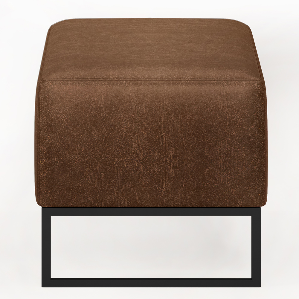 Puff Decorativo Para Sala de Estar Cléo W01 Base de Ferro 90cm Couríssimo Marrom - Lyam Decor