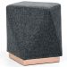 Puff Decorativo Para Sala de Estar Com Base Aço Ametista D02 Linho Chumbo D-469 - Lyam Decor