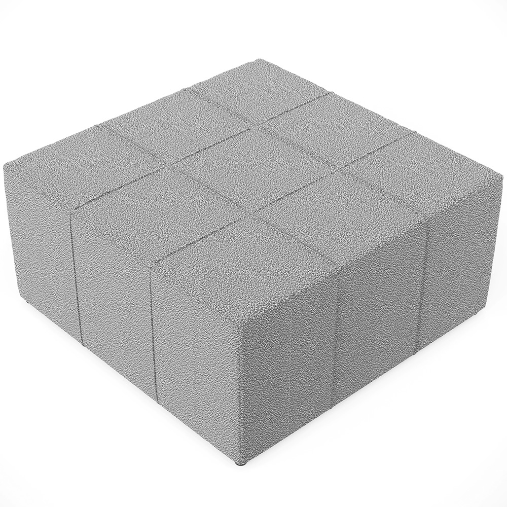 Puff Decorativo Para Sala de Estar Quadrado Milano 90x90cm W01 Bouclê Cinza - Lyam Decor