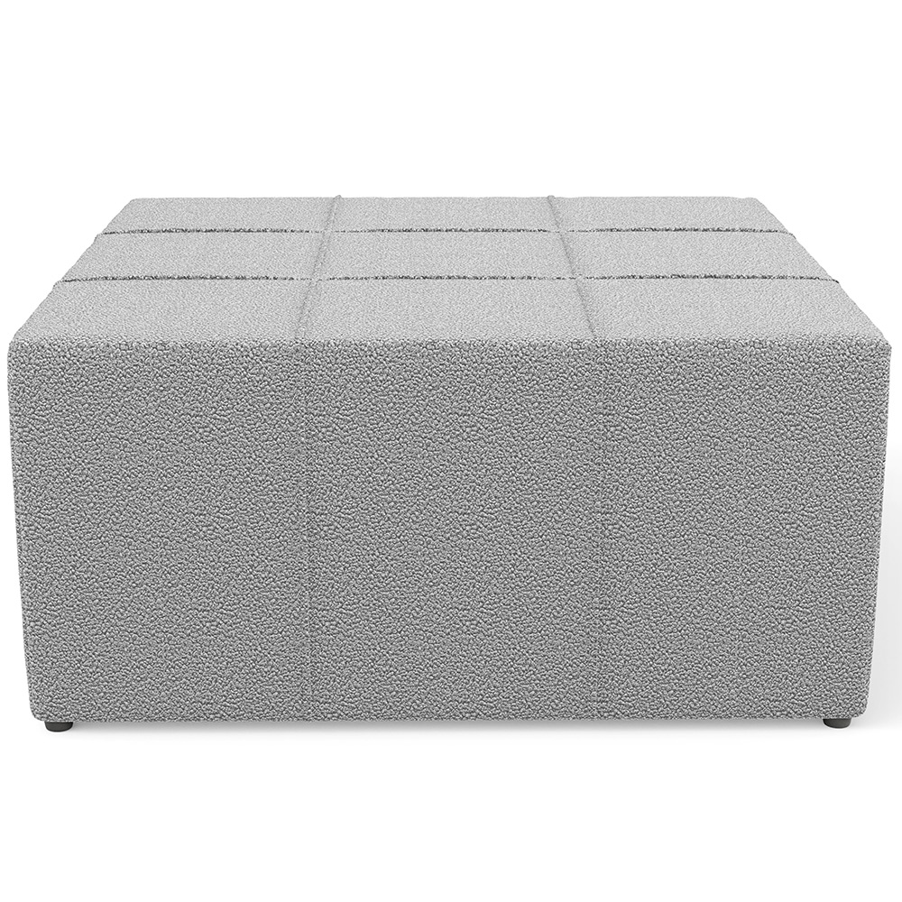 Puff Decorativo Para Sala de Estar Quadrado Milano 90x90cm W01 Bouclê Cinza - Lyam Decor